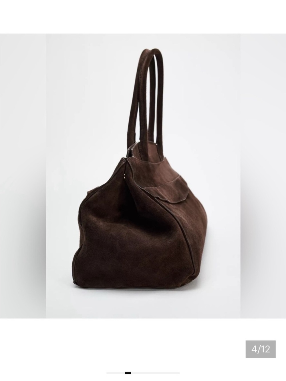 Zara Viral Split Leather Shoulder Bag - Brown - Picture 3 of 9
